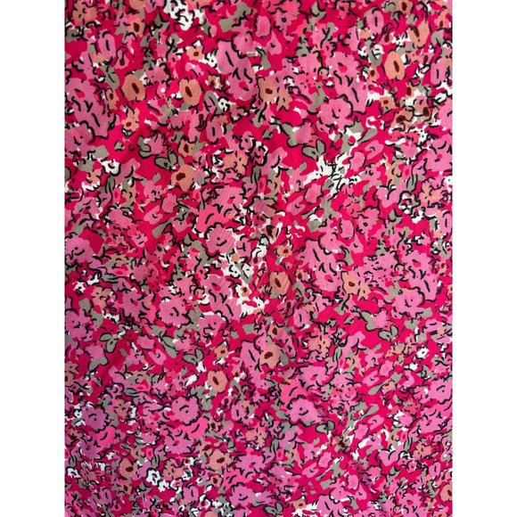 NoraCora Women's Pink Floral V-Neck Shirt Dress Size Small Trumpet Sleeve - Picture 5 of 11